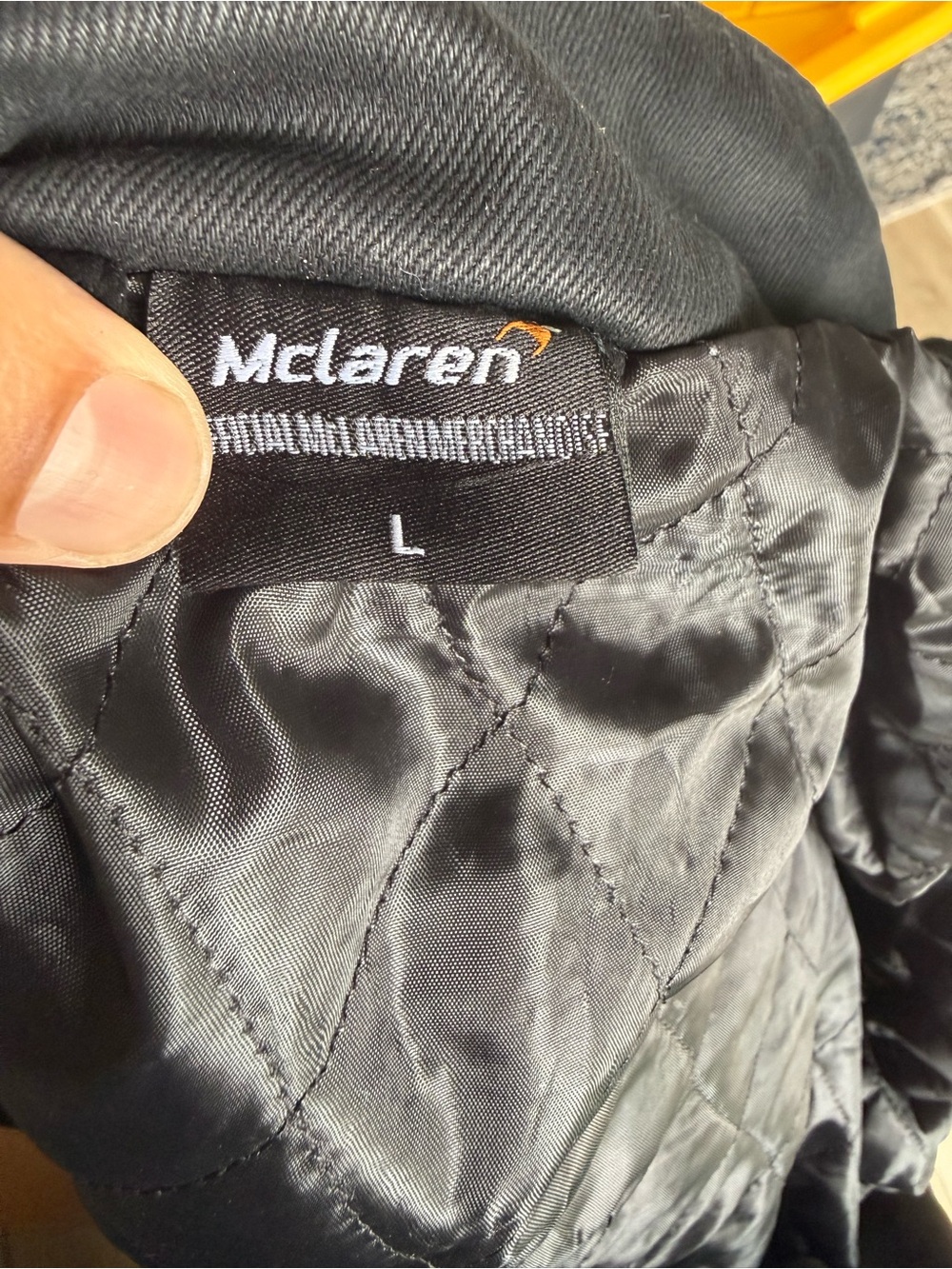 Reworked McLaren Men's Black & Orange Racing Bomber Jacket - Picture 3 of 5